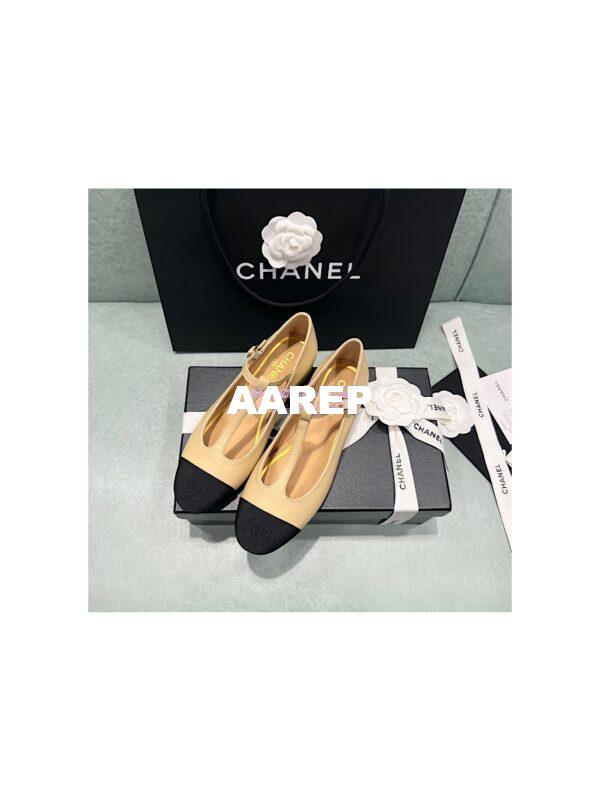 Replica Chanel Mary Jane Lambskin & Grosgrain G39562 Beige 6