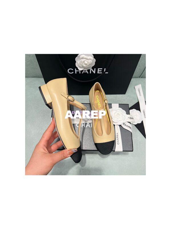 Replica Chanel Mary Jane Lambskin & Grosgrain G39562 Beige 7