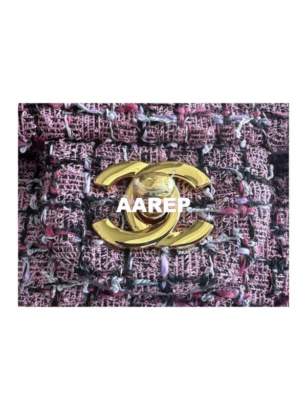 Replica Chanel Tweed Medium Classic Double Flap CF Bag Light Purple Multicolor A69901 5