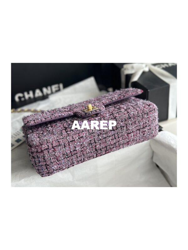 Replica Chanel Tweed Medium Classic Double Flap CF Bag Light Purple Multicolor A69901 9