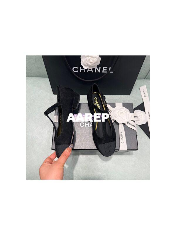 Replica Chanel Mary Jane Suede Kidskin & Grosgrain G39562 3