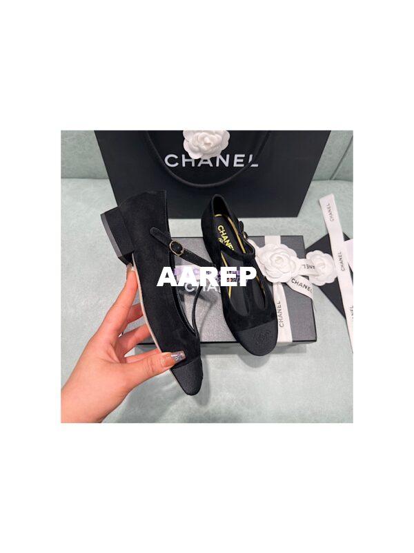 Replica Chanel Mary Jane Suede Kidskin & Grosgrain G39562 7