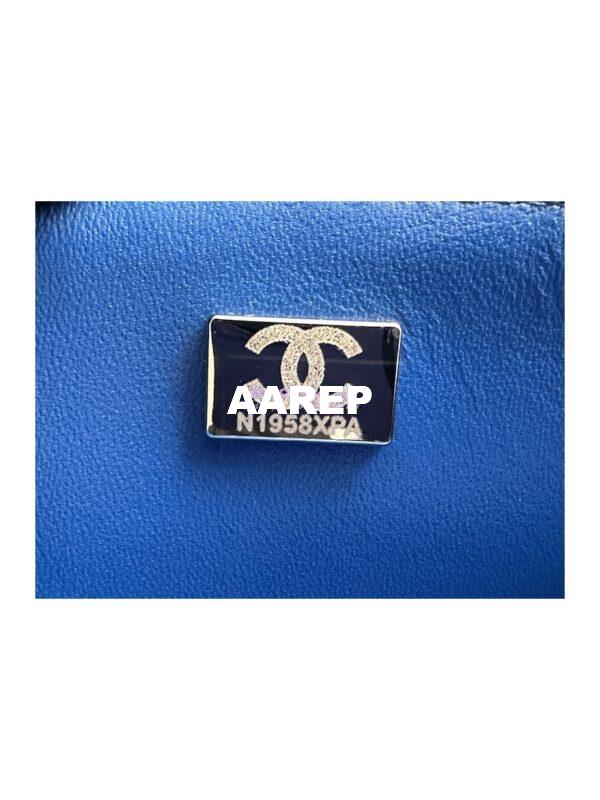 Replica Chanel Tweed Medium Classic Double Flap CF Bag Blue Multicolor with Ruthenium Silver Hardware A69901 9