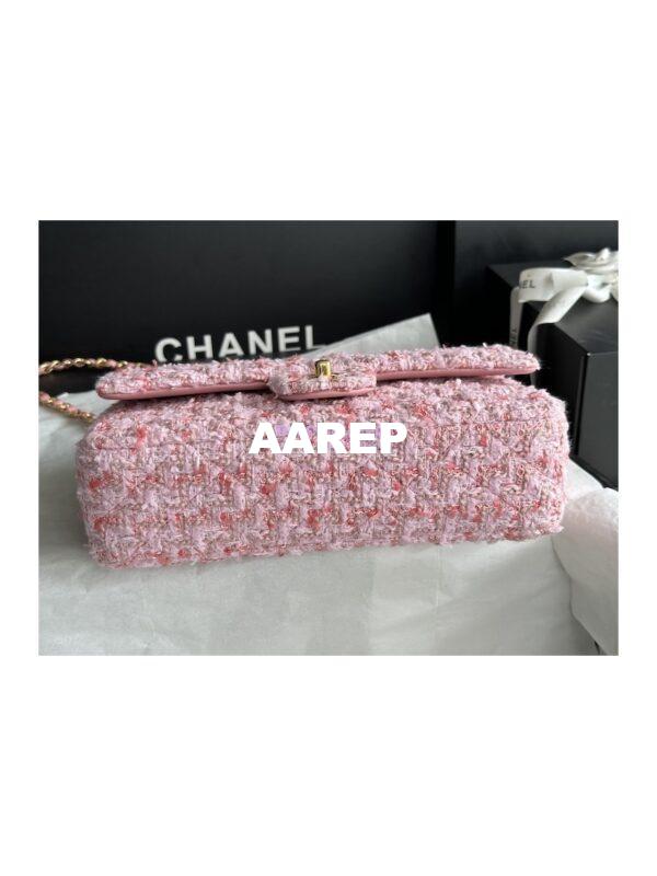 Replica Chanel Tweed Medium Classic Double Flap CF Bag Light Pink Coral A69901 8