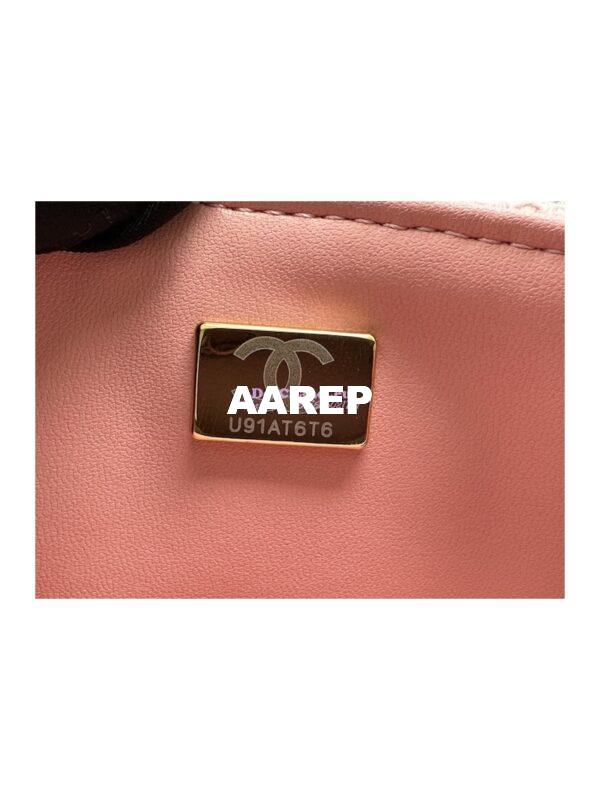 Replica Chanel Tweed Medium Classic Double Flap CF Bag Light Pink Coral A69901 10