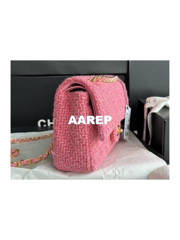 Replica Chanel Tweed Medium Classic Double Flap CF Bag Pink Coral A69901 4