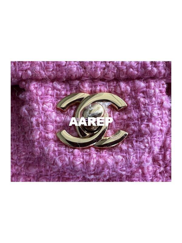 Replica Chanel Tweed Medium Classic Double Flap CF Bag Pink A69901 4