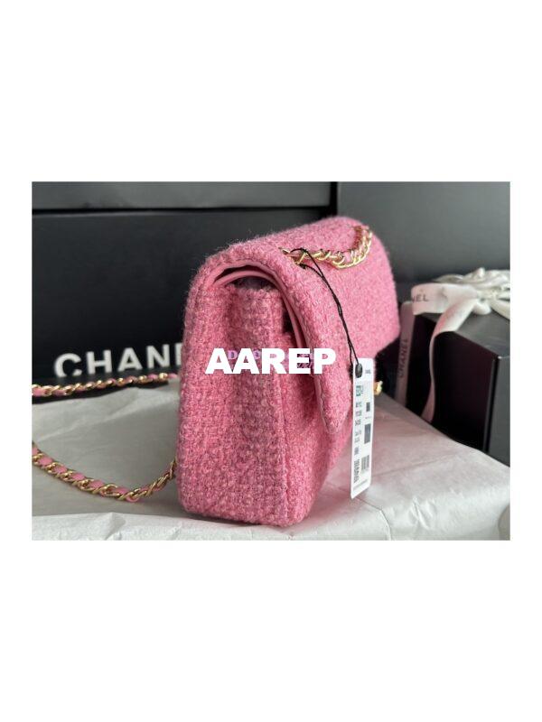 Replica Chanel Tweed Medium Classic Double Flap CF Bag Pink A69901 5