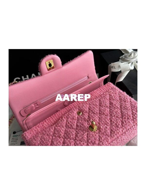 Replica Chanel Tweed Medium Classic Double Flap CF Bag Pink A69901 6