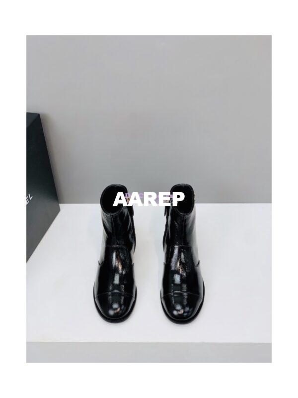 Replica Chanel Ankle Boots Shiny Calfskin G38076 Black 5
