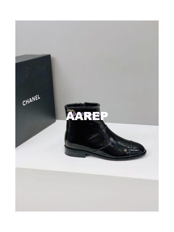 Replica Chanel Ankle Boots Shiny Calfskin G38076 Black 6