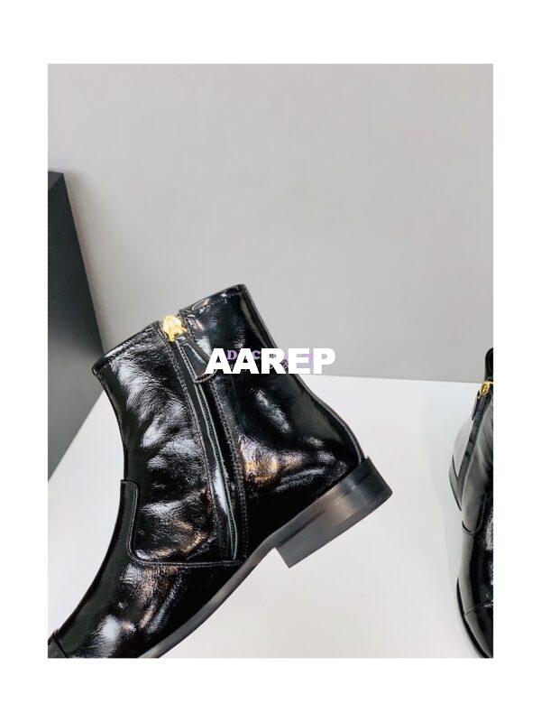 Replica Chanel Ankle Boots Shiny Calfskin G38076 Black 12