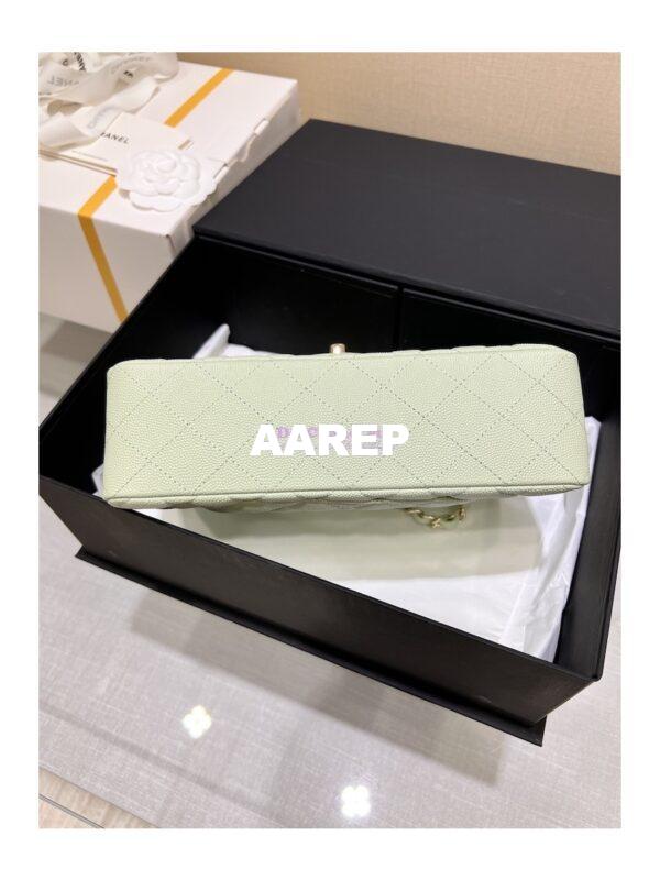 Replica Chanel 23C New CF 1112 Classic Flap Bag Qulited Grainy Caviar with Light Gold Hardware in Mint (Limited Edition Colour) 10