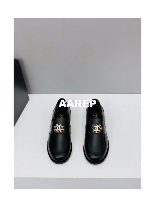 Replica Chanel Calfskin CC Crystals Loafers Calfskin G39606 Black 3