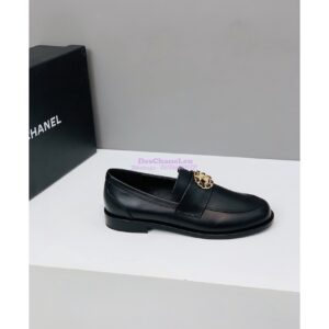 Replica Chanel Calfskin CC Crystals Loafers Calfskin G39606 Black 2