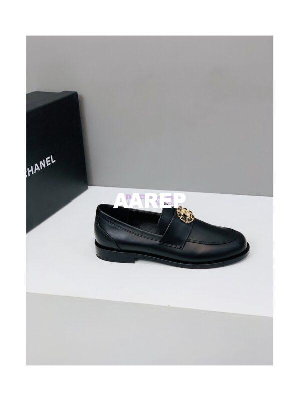 Replica Chanel Calfskin CC Crystals Loafers Calfskin G39606 Black 4