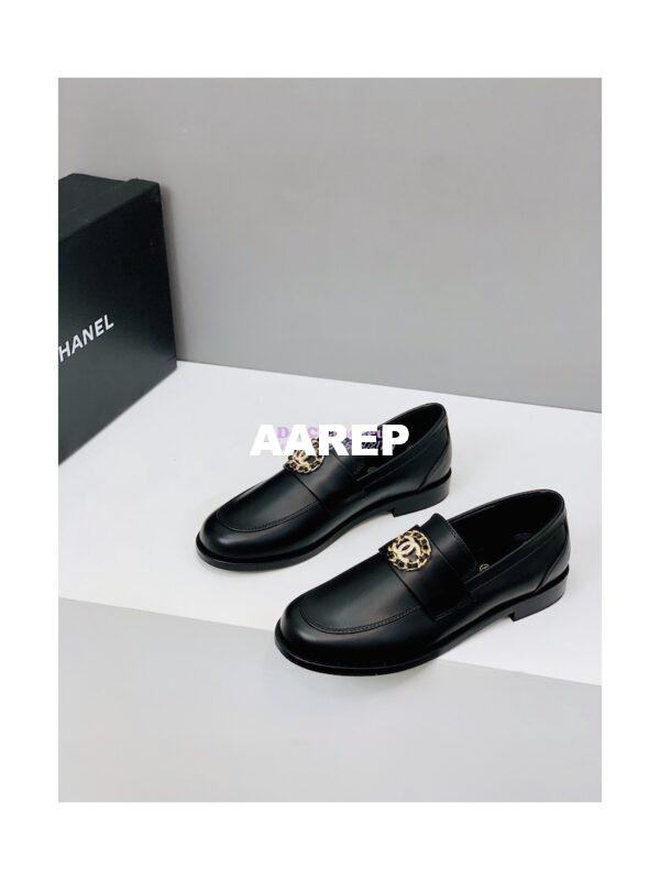 Replica Chanel Calfskin CC Crystals Loafers Calfskin G39606 Black 6