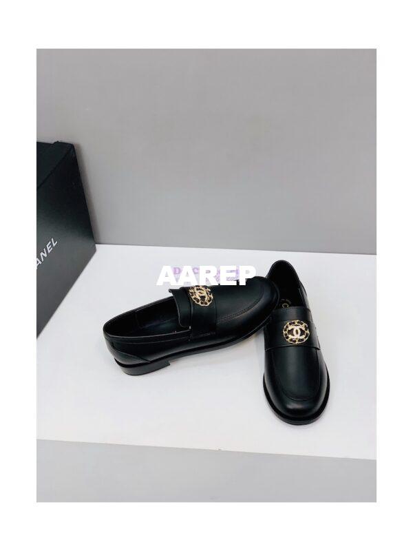 Replica Chanel Calfskin CC Crystals Loafers Calfskin G39606 Black 8