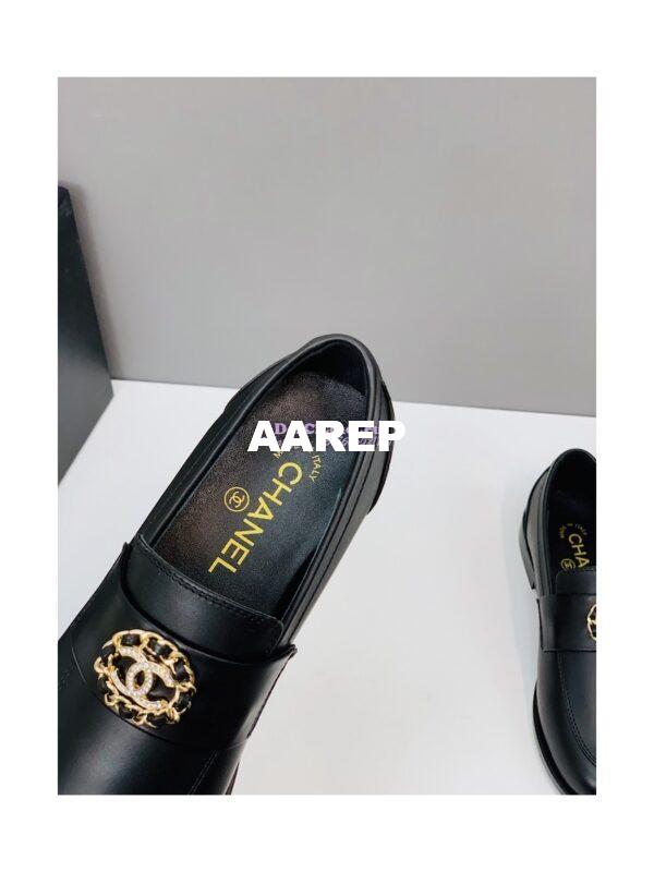 Replica Chanel Calfskin CC Crystals Loafers Calfskin G39606 Black 9