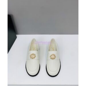 Replica Chanel Calfskin CC Crystals Loafers Calfskin G39606 White