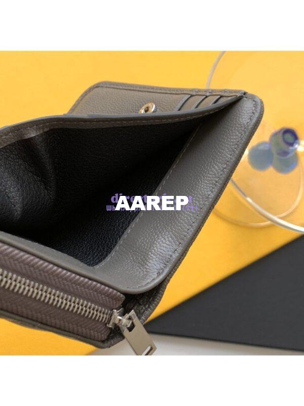 Replica YSL Saint Laurent Monogram compact zip around wallet in grey grain de poudre embossed leather 8