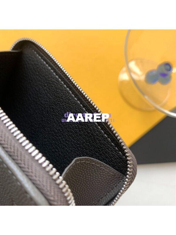 Replica YSL Saint Laurent Monogram compact zip around wallet in grey grain de poudre embossed leather 9