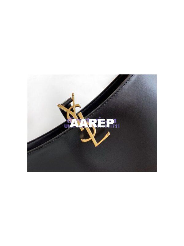 Replica YSL Saint Laurent Le 5 à 7 hobo bag in black calfskin smooth leather 7