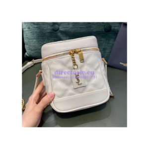 Replica YSL Saint Laurent 80's vanity bag in blanc vintage carré-quilted grain de poudre embossed leather