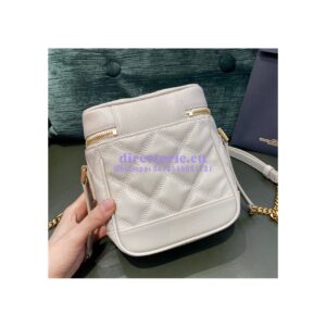 Replica YSL Saint Laurent 80's vanity bag in blanc vintage carré-quilted grain de poudre embossed leather 2