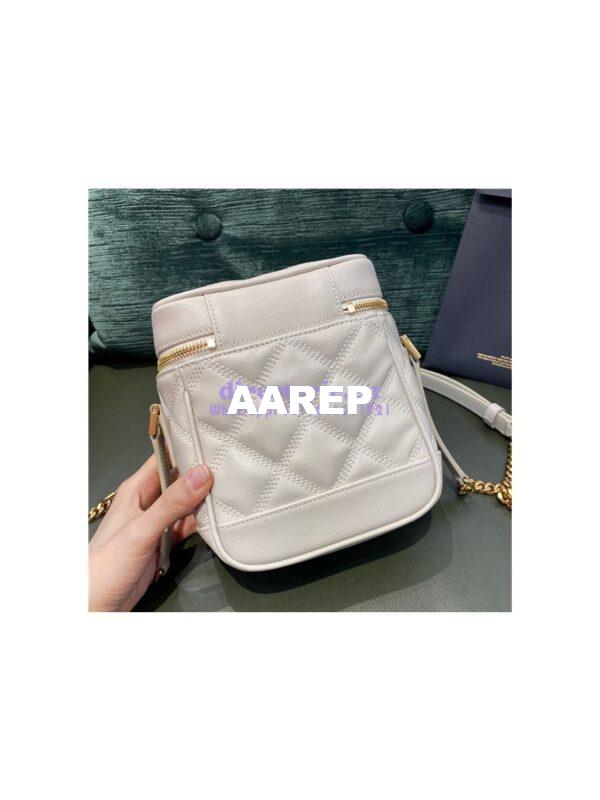 Replica YSL Saint Laurent 80's vanity bag in blanc vintage carré-quilted grain de poudre embossed leather 4