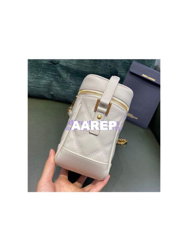 Replica YSL Saint Laurent 80's vanity bag in blanc vintage carré-quilted grain de poudre embossed leather 6