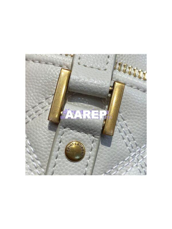 Replica YSL Saint Laurent 80's vanity bag in blanc vintage carré-quilted grain de poudre embossed leather 7