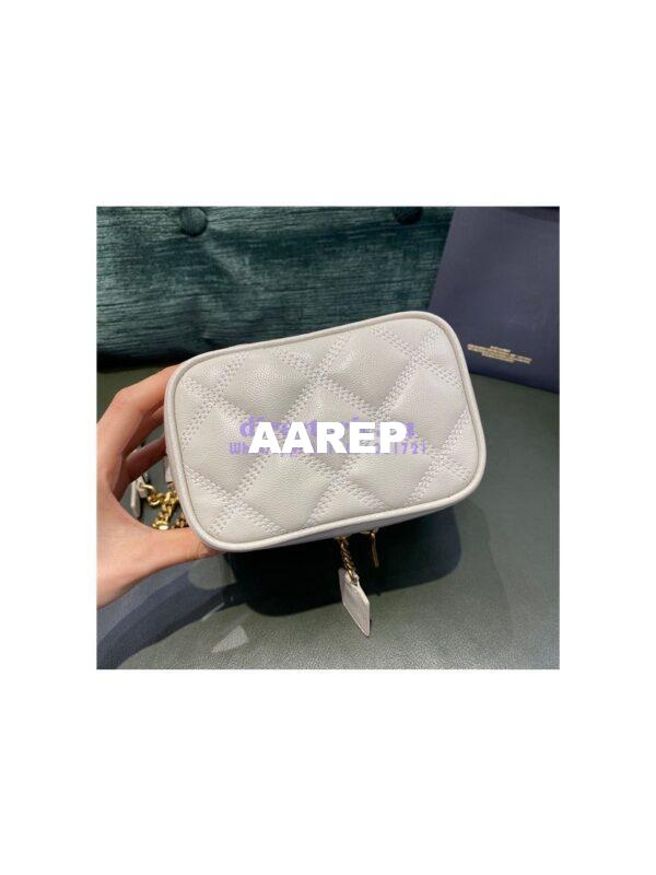 Replica YSL Saint Laurent 80's vanity bag in blanc vintage carré-quilted grain de poudre embossed leather 8