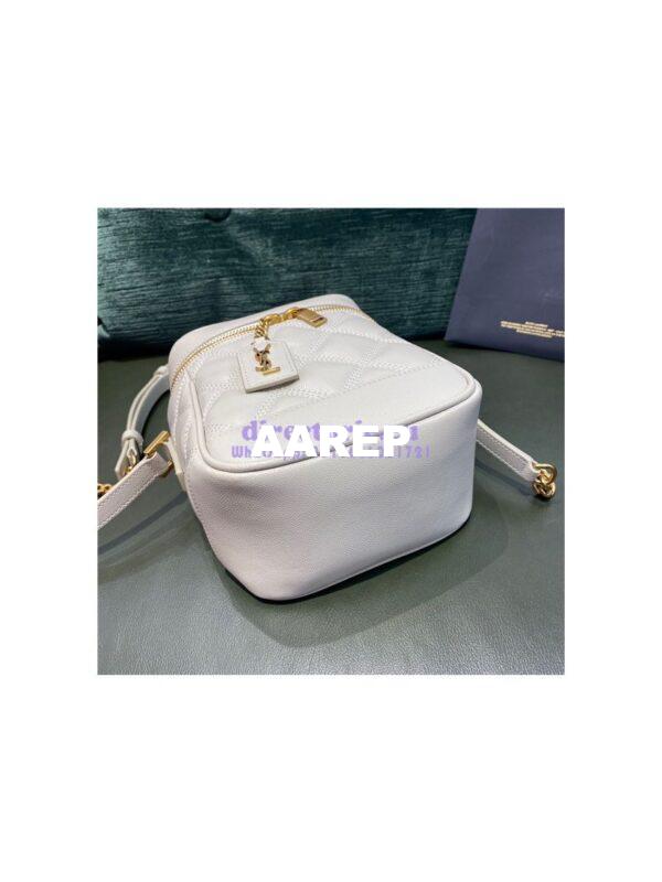 Replica YSL Saint Laurent 80's vanity bag in blanc vintage carré-quilted grain de poudre embossed leather 10