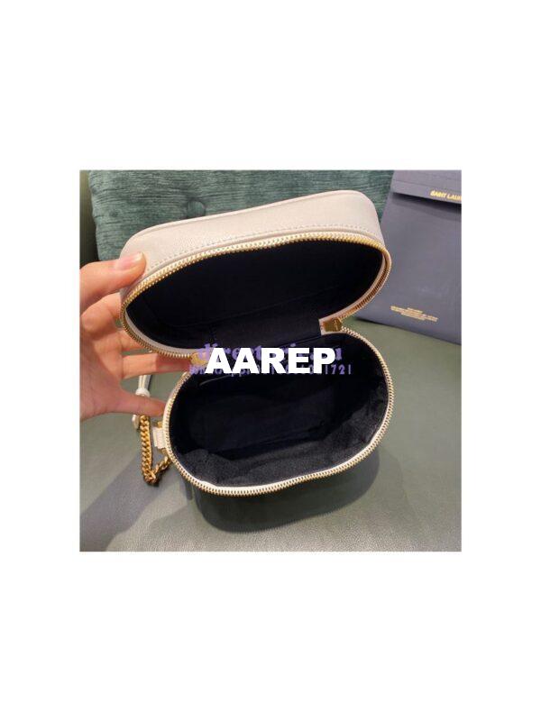 Replica YSL Saint Laurent 80's vanity bag in blanc vintage carré-quilted grain de poudre embossed leather 12