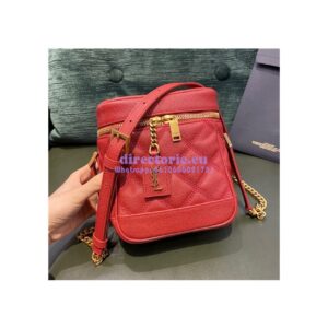 Replica YSL Saint Laurent 80's vanity bag in rouge eros carré-quilted grain de poudre embossed leather