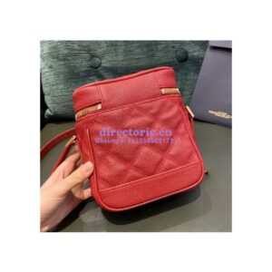 Replica YSL Saint Laurent 80's vanity bag in rouge eros carré-quilted grain de poudre embossed leather 2