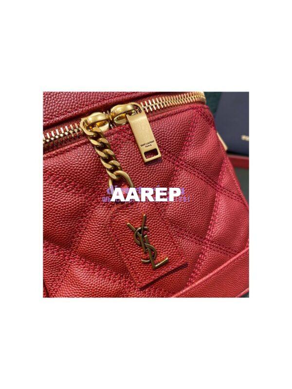 Replica YSL Saint Laurent 80's vanity bag in rouge eros carré-quilted grain de poudre embossed leather 5