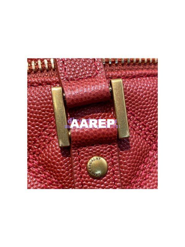 Replica YSL Saint Laurent 80's vanity bag in rouge eros carré-quilted grain de poudre embossed leather 7