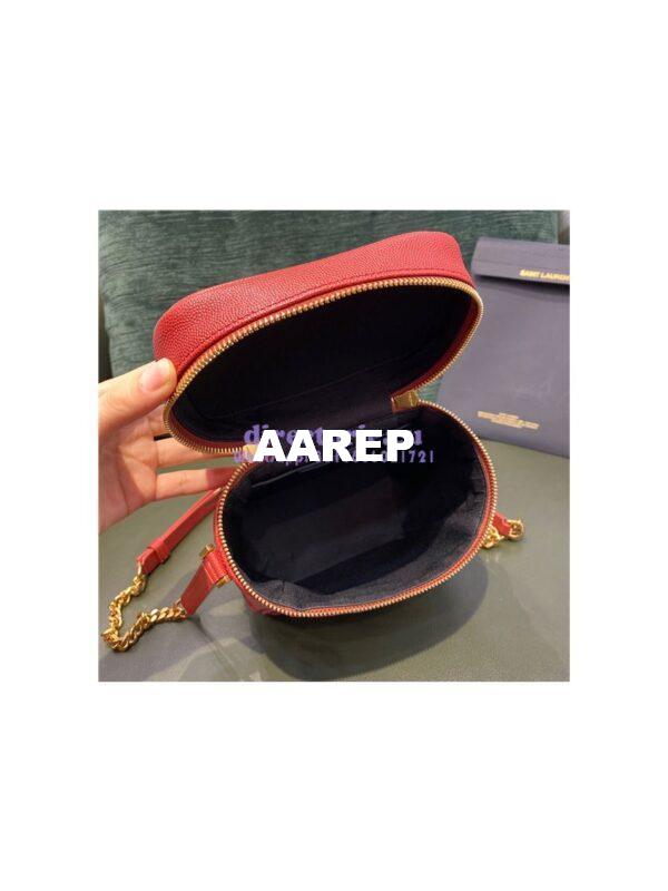 Replica YSL Saint Laurent 80's vanity bag in rouge eros carré-quilted grain de poudre embossed leather 12
