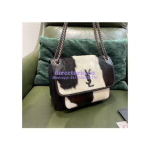 Replica YSL Saint Laurent Niki Pony Hair white and black Shoulder Bag 2