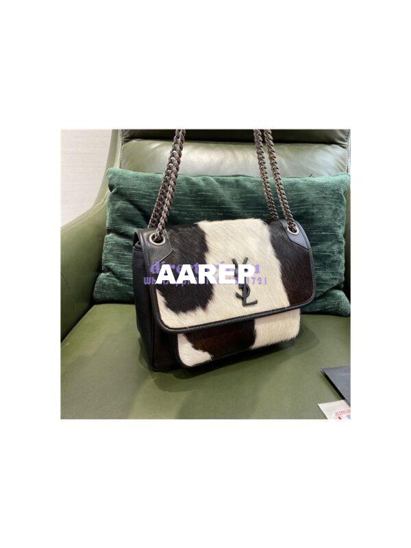 Replica YSL Saint Laurent Niki Pony Hair white and black Shoulder Bag 4