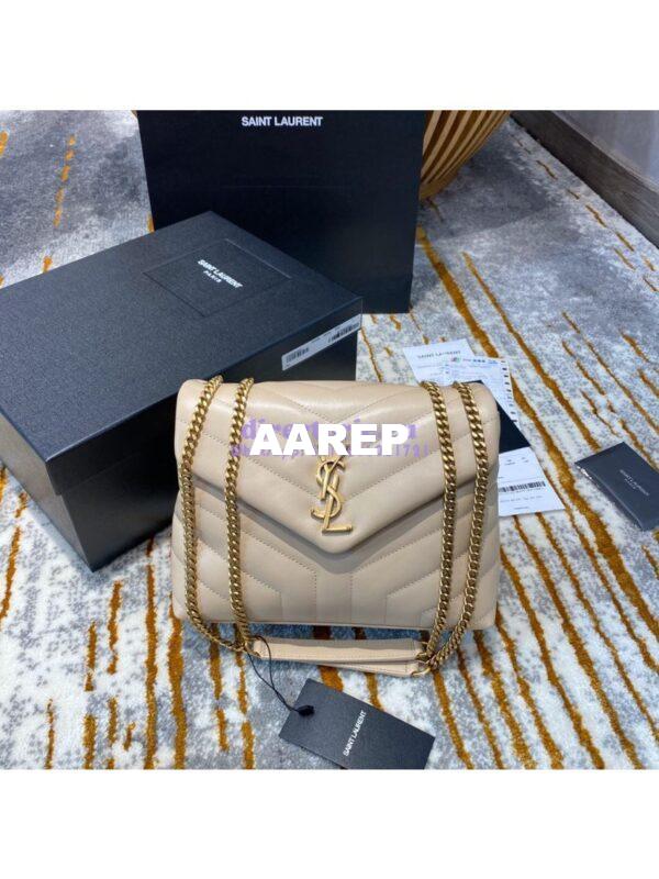 Replica Yves Saint Laurent YSL Loulou Small In Matelassé “Y” Leather in Beige 494699 Gold Hardware
