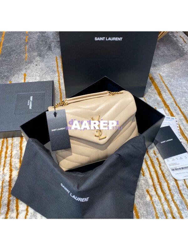 Replica Yves Saint Laurent YSL Loulou Small In Matelassé “Y” Leather in Beige 494699 Gold Hardware 2