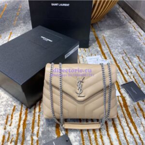 Replica Yves Saint Laurent YSL Loulou Small In Matelassé “Y” Leather in Beige 494699 Silver Hardware