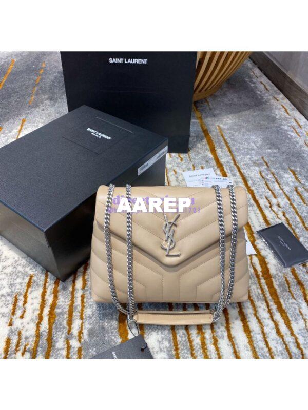Replica Yves Saint Laurent YSL Loulou Small In Matelassé “Y” Leather in Beige 494699 Silver Hardware