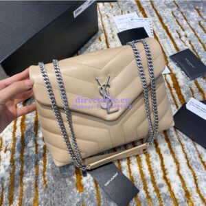 Replica Yves Saint Laurent YSL Loulou Small In Matelassé “Y” Leather in Beige 494699 Silver Hardware 2