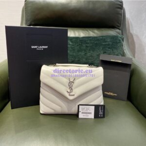 Replica Yves Saint Laurent YSL Loulou Small In Matelassé “Y” Leather in Blanc 494699 Silver Hardware