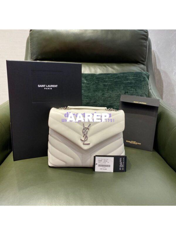 Replica Yves Saint Laurent YSL Loulou Small In Matelassé “Y” Leather in Blanc 494699 Silver Hardware 3
