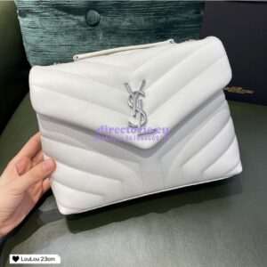 Replica Yves Saint Laurent YSL Loulou Small In Matelassé “Y” Leather in Blanc 494699 Silver Hardware 2